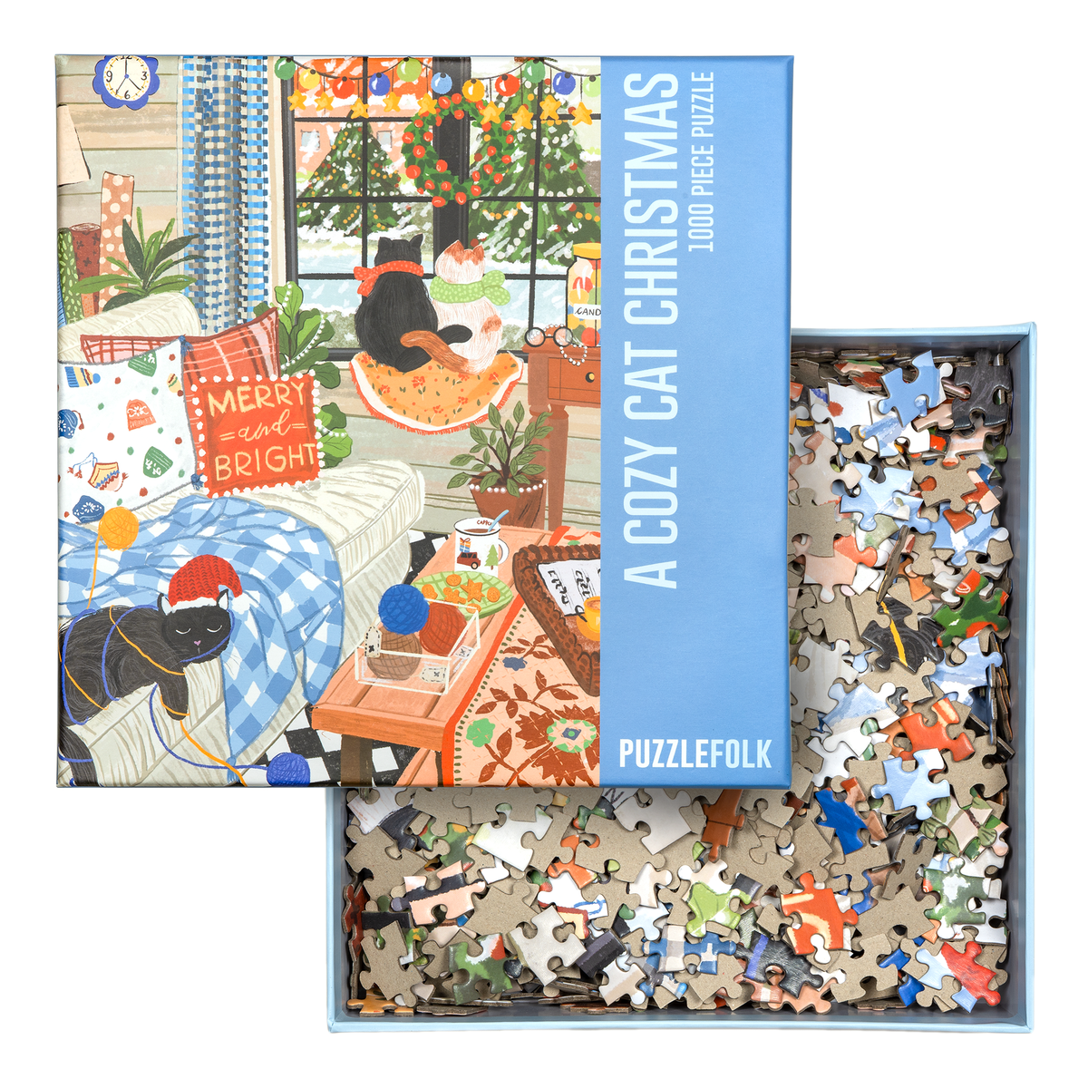 A Cozy Cat Christmas 1000 Piece Jigsaw Puzzle | Puzzlefolk - Jigsaw Puzzle - The Puzzle Center
