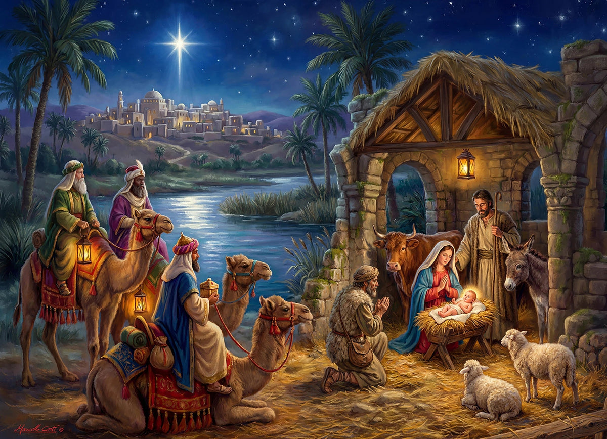 Adoration of the Magi 1000 Piece Jigsaw Puzzle | Vermont Christmas Co - Jigsaw Puzzles - The Puzzle Center