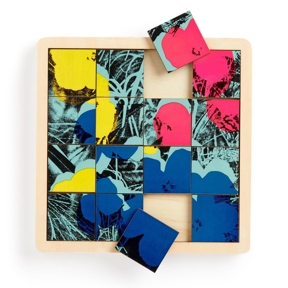Andy Warhol Flowers 2 - in - 1 Sliding Wood Puzzle by Galison - Galison - Game - The Puzzle Center -