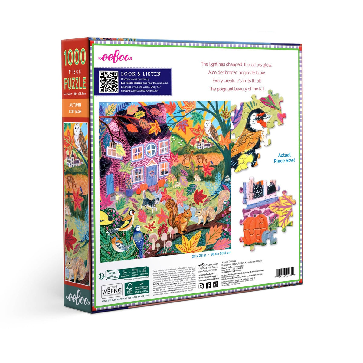 Autumn Cottage 1000 Piece Jigsaw Puzzle | eeBoo - Jigsaw Puzzles - The Puzzle Center