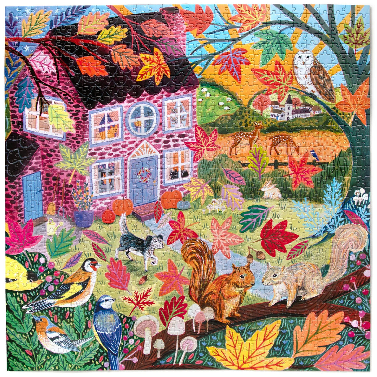 Autumn Cottage 1000 Piece Jigsaw Puzzle | eeBoo - Jigsaw Puzzles - The Puzzle Center