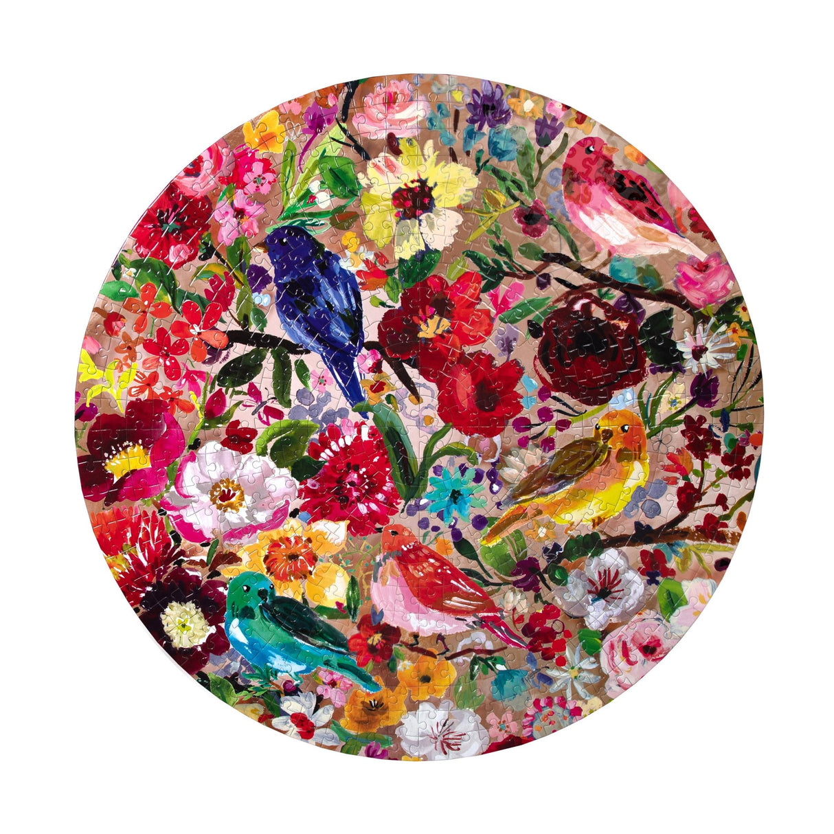 Birds and Blossoms 500 Piece Round Puzzle by eeBoo - eeBoo - Jigsaw Puzzles - The Puzzle Center -