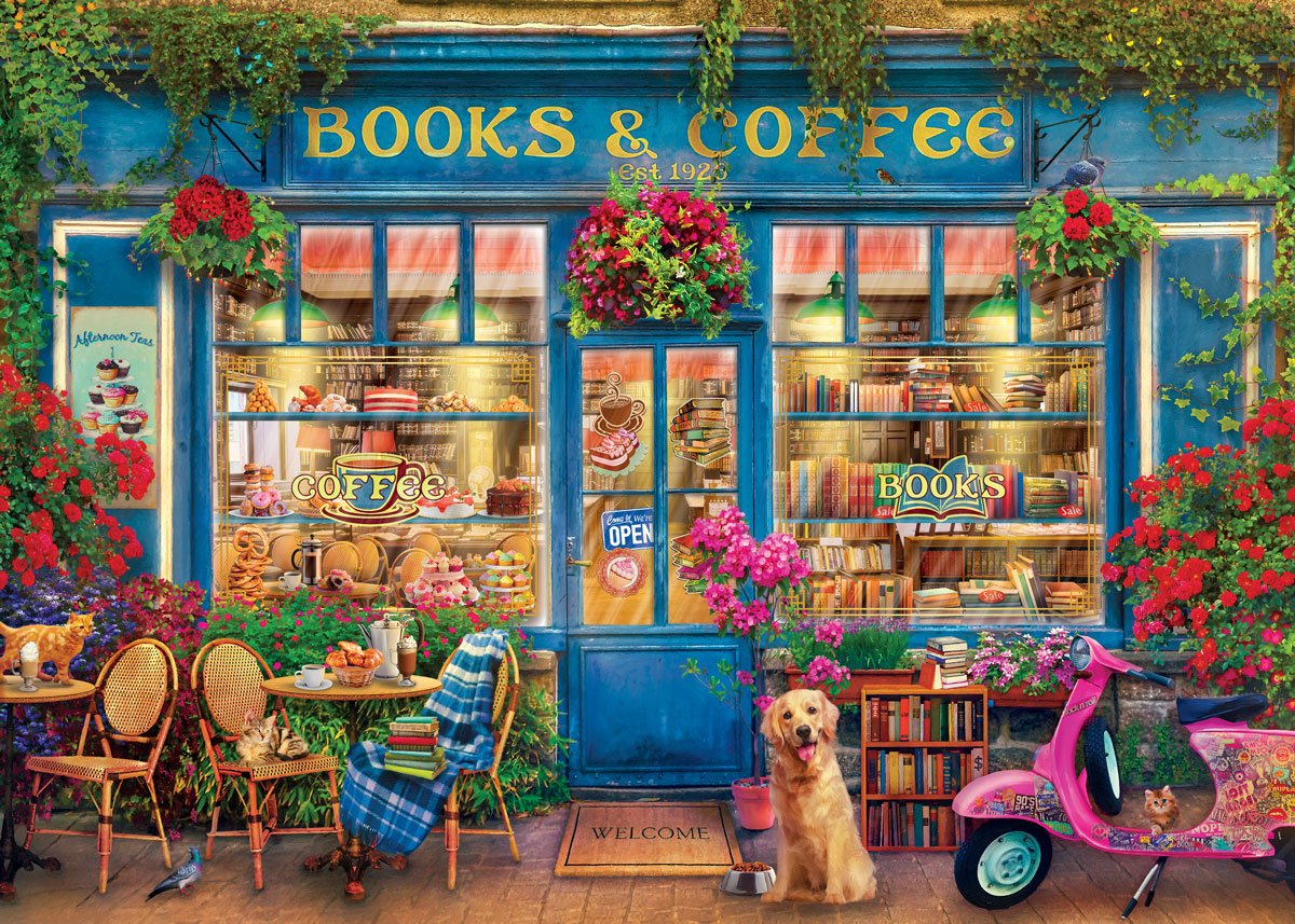 Books & Coffee 1000 Piece Puzzle by Eurographics - Eurographics - Jigsaw Puzzles - The Puzzle Center -