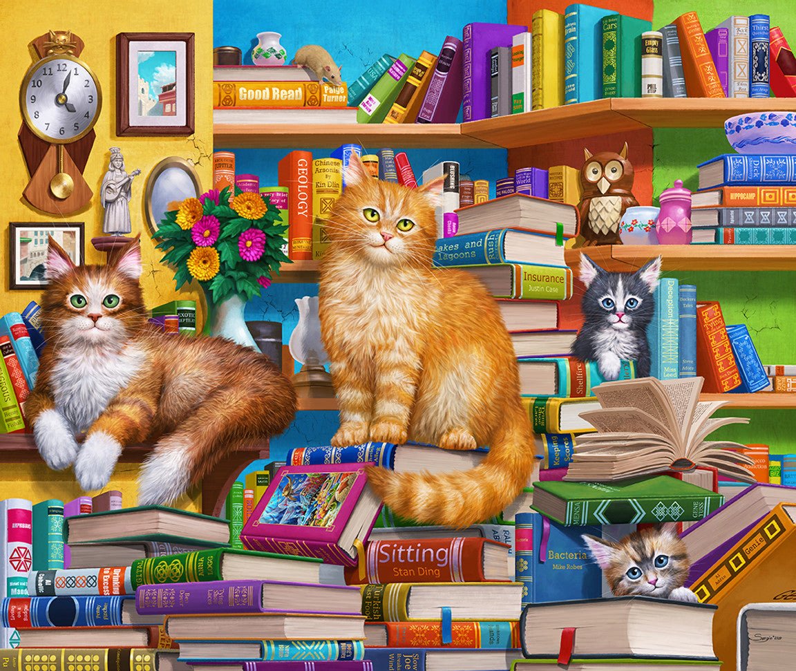 Bookshop Cats 1000 Piece Jigsaw Puzzle by Springbok Puzzles - Springbok Puzzles - Jigsaw Puzzles - The Puzzle Center -