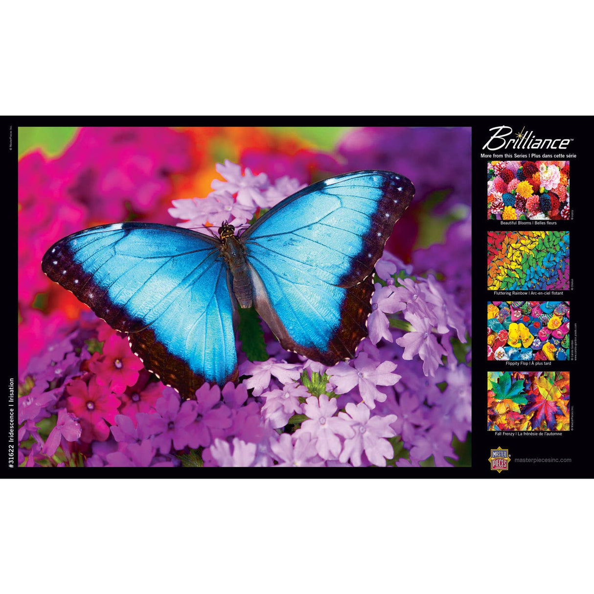 Brilliance - Iridescence 550 Piece Puzzle by MasterPieces | Stunning Blue Butterfly Jigsaw Puzzle - Masterpieces Puzzles - Jigsaw Puzzles - The Puzzle Center -