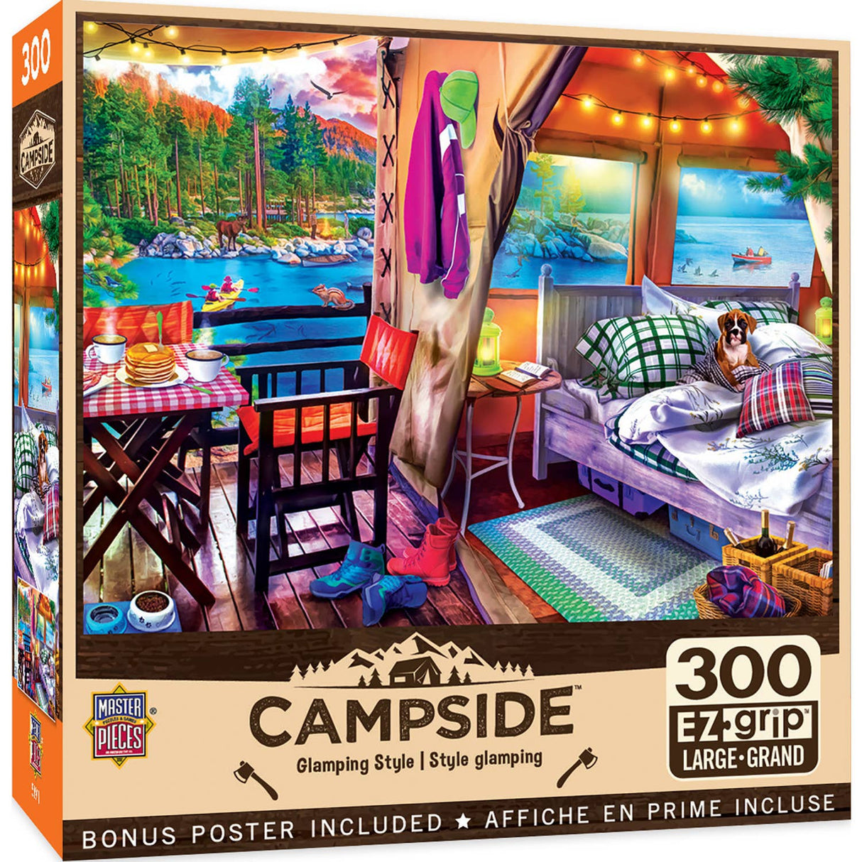 Campside - Glamping Style 300 Piece EZ Grip Puzzle by MasterPieces - Masterpieces Puzzles - Jigsaw Puzzles - The Puzzle Center -