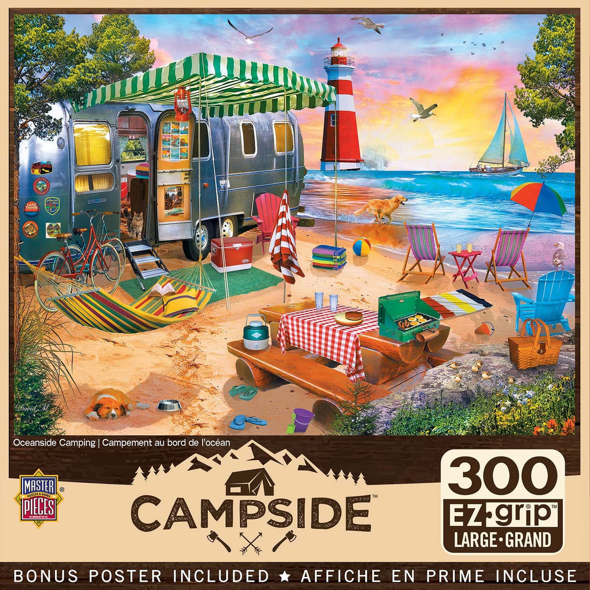 Campside Oceanside Camping 300 Piece EZ Grip Jigsaw Puzzle | Masterpieces - Jigsaw Puzzles - The Puzzle Center