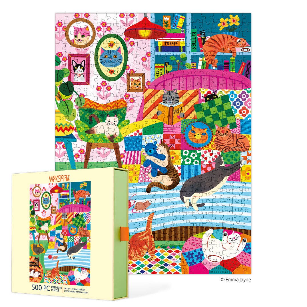 Cat Nap Stories 500 Piece Jugsaw Puzzle | WerkShoppe - Jigsaw Puzzles - The Puzzle Center