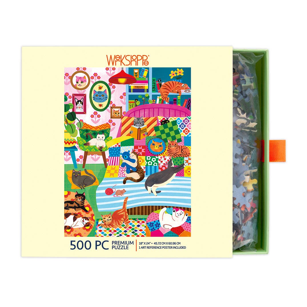 Cat Nap Stories 500 Piece Jugsaw Puzzle | WerkShoppe - Jigsaw Puzzles - The Puzzle Center