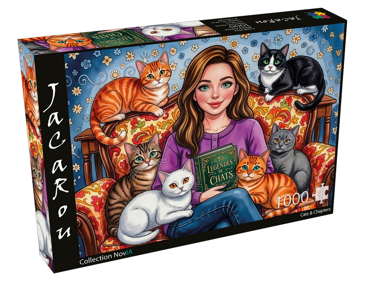 Cats & Chapters 1000 Piece Jigsaw Puzzle | JaCaRou - Jigsaw Puzzles - The Puzzle Center