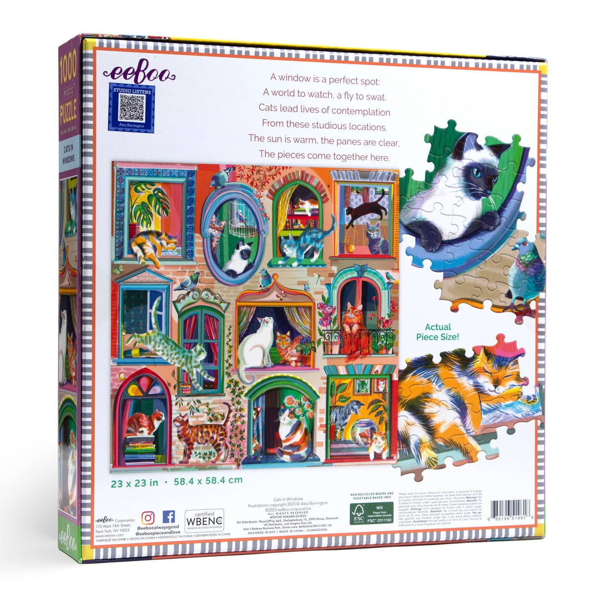 Cats in Windows 1000 Piece Puzzle by eeBoo - eeBoo - Jigsaw Puzzles - The Puzzle Center -