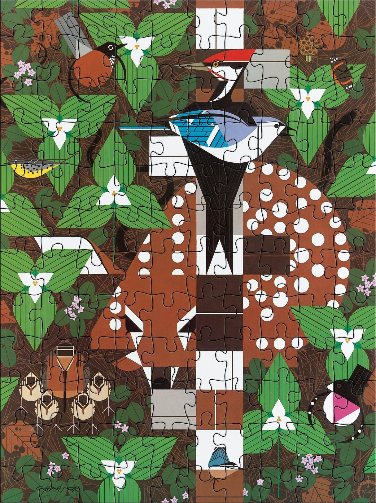 Charley Harper 120 Piece Double Sided Jigsaw Puzzle Set | Pomegranate - Jigsaw Puzzles - The Puzzle Center