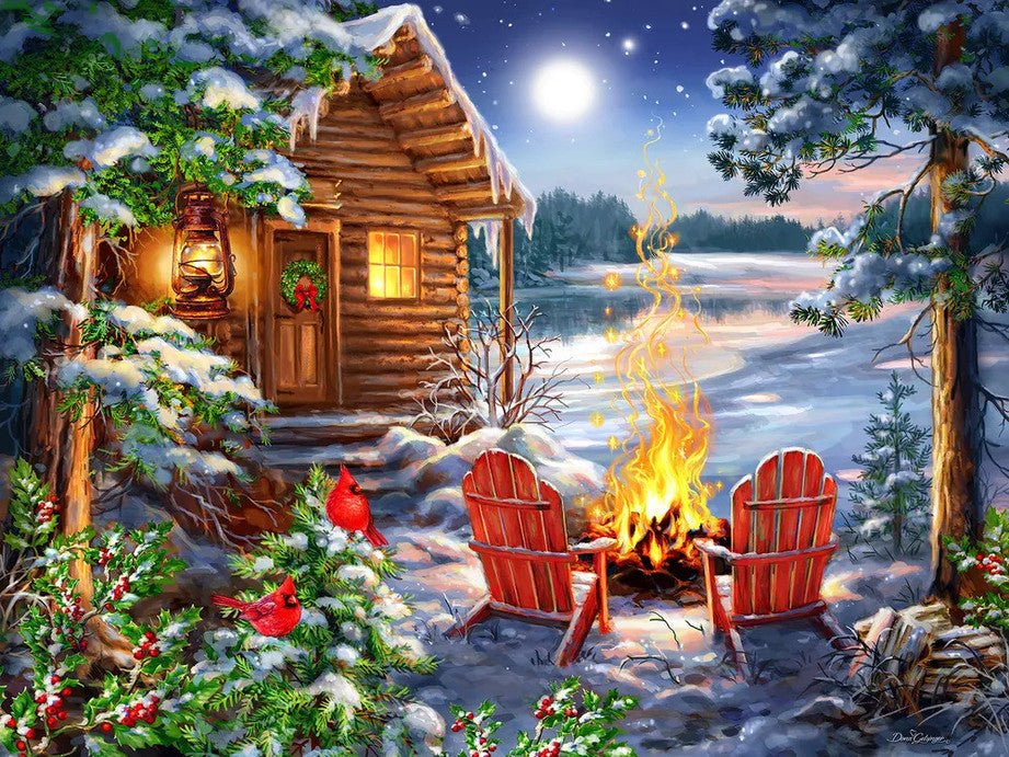 Christmas Cabin 500 Piece Jigsaw Puzzle by Springbok Puzzles - Springbok Puzzles - Jigsaw Puzzles - The Puzzle Center -