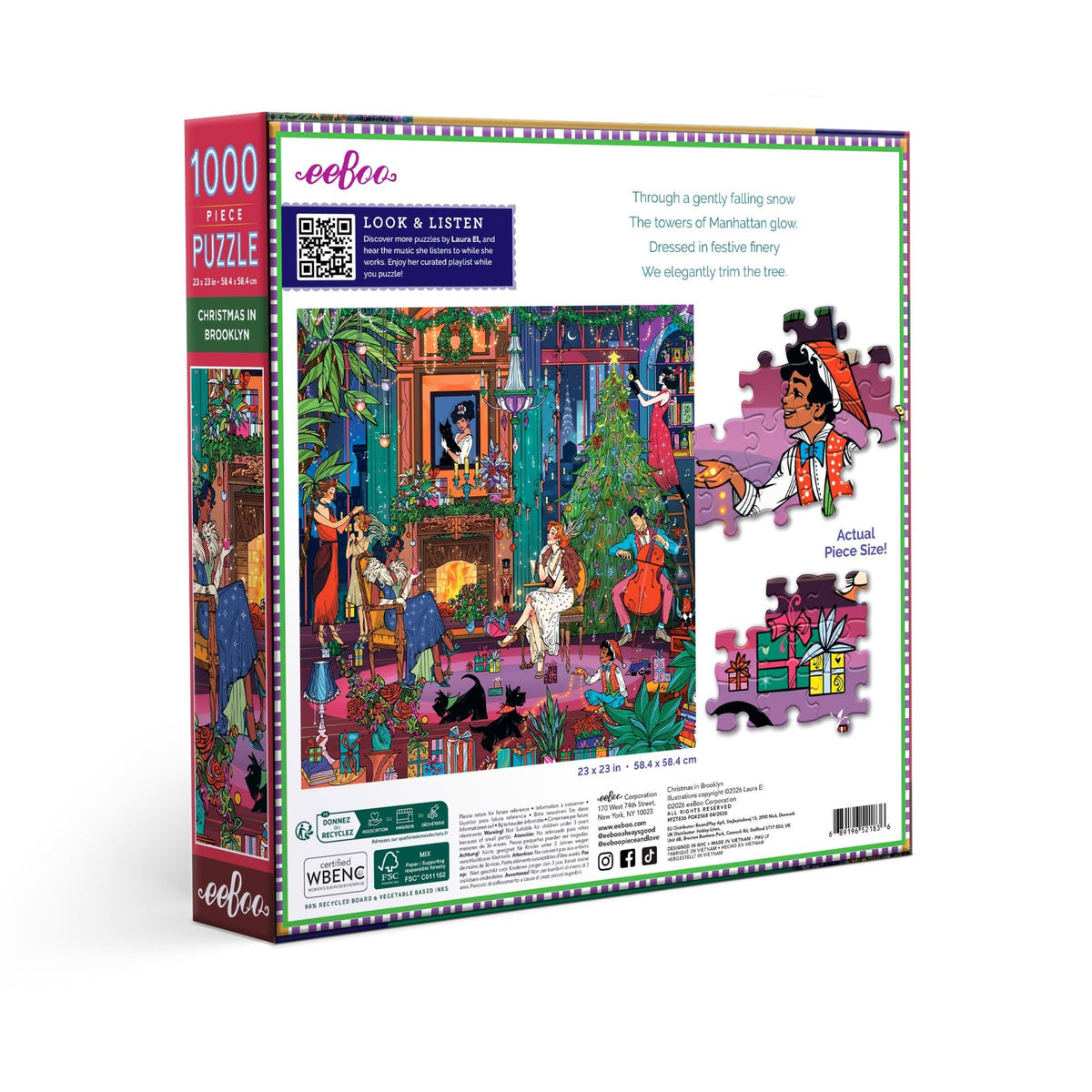 Christmas in Brooklyn 1000 Piece Jigsaw Puzzle | eeBoo - Jigsaw Puzzles - The Puzzle Center