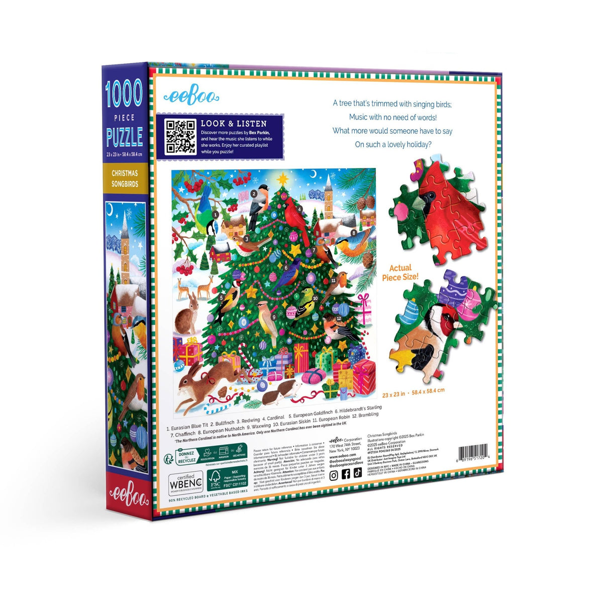 Christmas Songbirds 1000 Piece Jigsaw Puzzle | eeBoo - Jigsaw Puzzles - The Puzzle Center