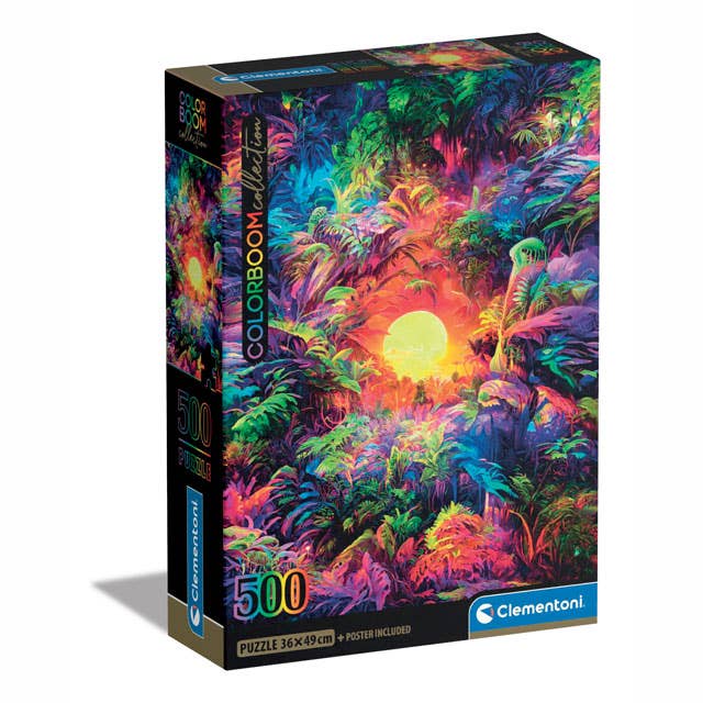 Color Boom - Psychedelic Jungle Sunrise, 500 piece Puzzle by Clementoni - Clementoni - Jigsaw Puzzles - The Puzzle Center -