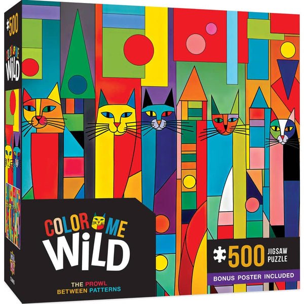 Color Me Wild The Prowl Between Patterns 500 Piece Jigsaw Puzzle | Masterpieces - Jigsaw Puzzles - The Puzzle Center