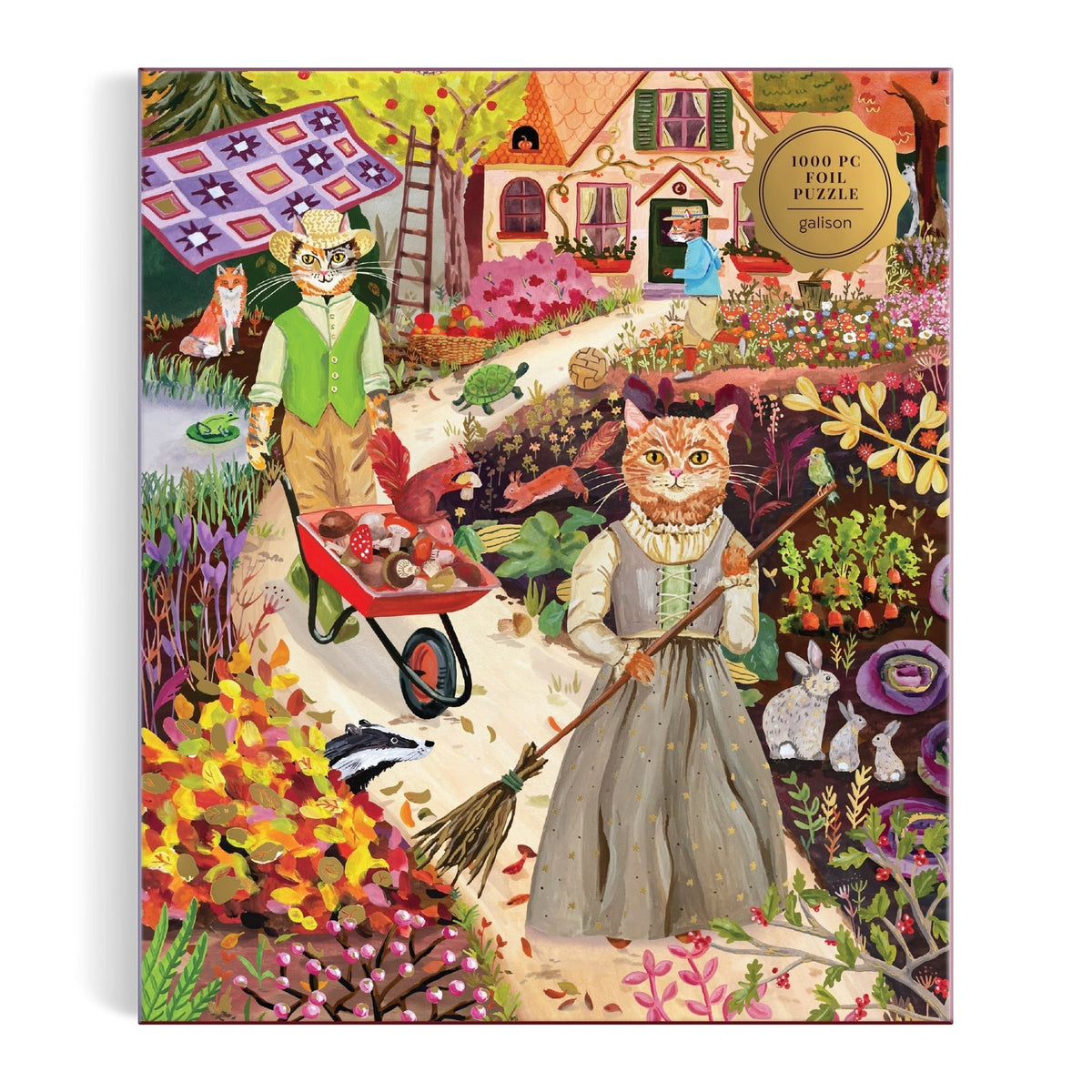 Cottage Cats 1000 Piece Foil Jigsaw Puzzle | Galison - Jigsaw Puzzles - The Puzzle Center