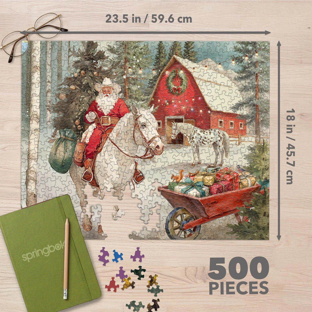 Cowboy Santa 500 Piece Jigsaw Puzzle | Springbok Puzzles - Jigsaw Puzzles - The Puzzle Center