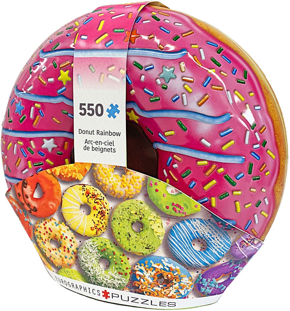 Donut Rainbow Shaped Tin 550 Piece Puzzle by Eurographics - Eurographics - Jigsaw Puzzles - The Puzzle Center -