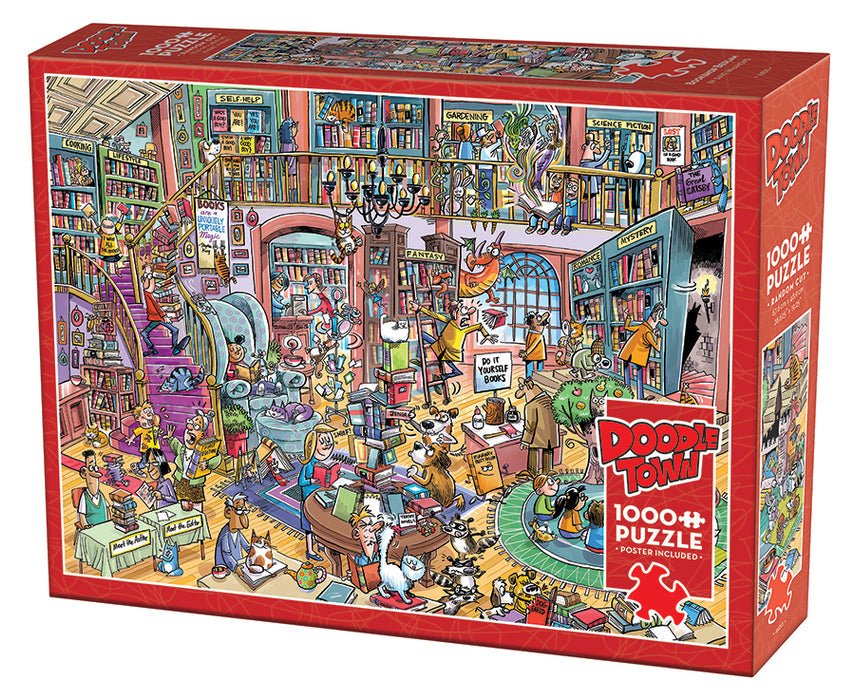 DoodleTown: Bookshop Bedlam 1000 Piece Jigsaw Puzzle | Cobble Hill - Jigsaw Puzzles - The Puzzle Center