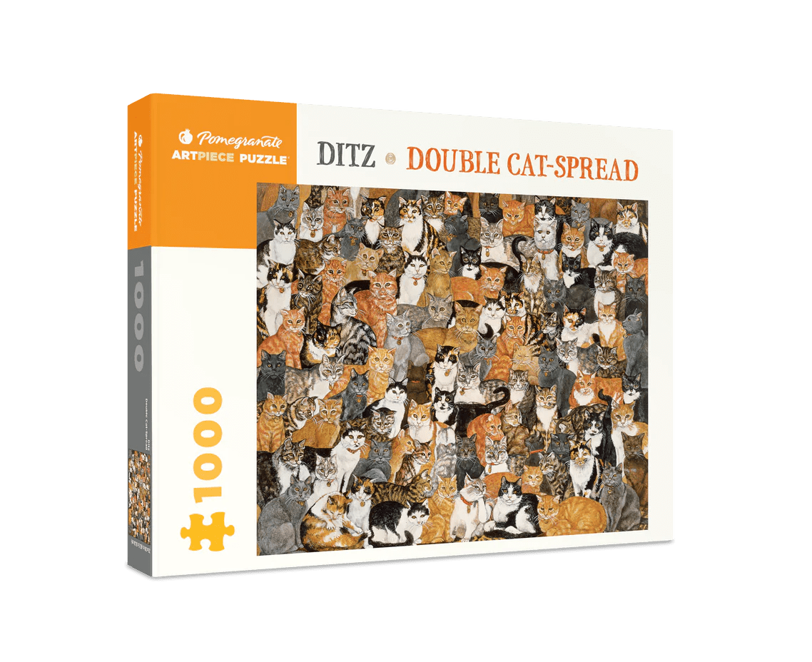 Double Cat - Spread 1000 - Piece Jigsaw Puzzle by Pomegranate - Ditz Art - Pomegranate - Jigsaw Puzzles - The Puzzle Center -