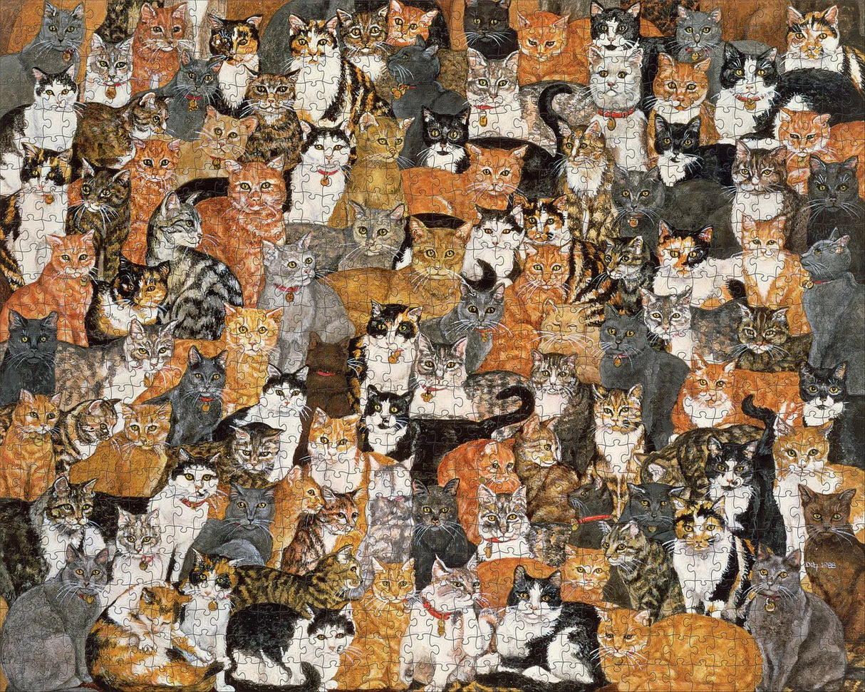 Double Cat - Spread 1000 - Piece Jigsaw Puzzle by Pomegranate - Ditz Art - Pomegranate - Jigsaw Puzzles - The Puzzle Center -