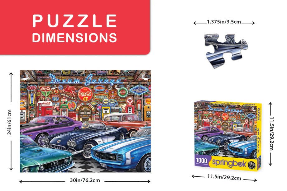 Dream Garage 1000 Piece Jigsaw Puzzle by Springbok Puzzles - Classic Car Puzzle - Springbok Puzzles - Jigsaw Puzzles - The Puzzle Center -