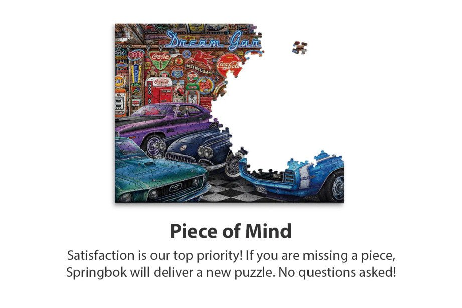 Dream Garage 1000 Piece Jigsaw Puzzle by Springbok Puzzles - Classic Car Puzzle - Springbok Puzzles - Jigsaw Puzzles - The Puzzle Center -