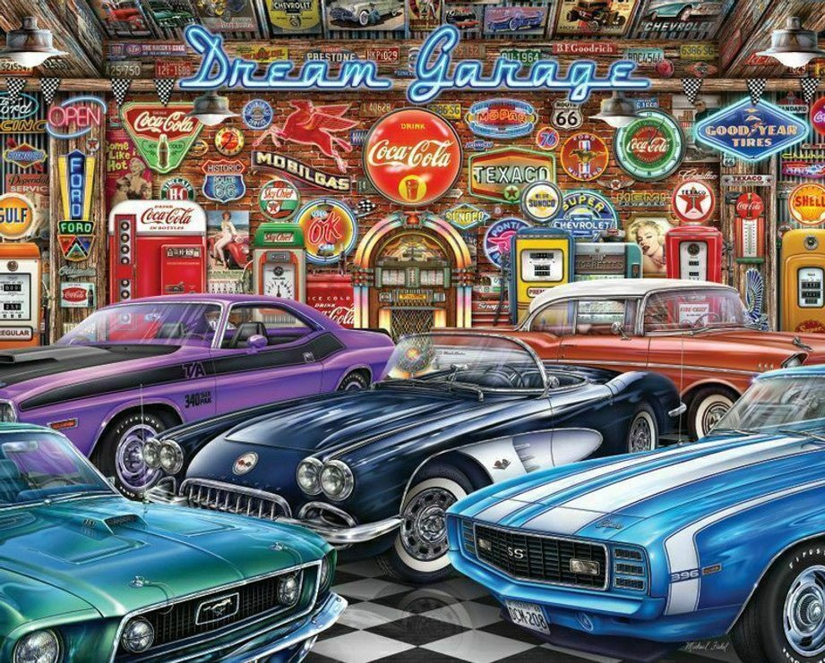 Dream Garage 1000 Piece Jigsaw Puzzle by Springbok Puzzles - Classic Car Puzzle - Springbok Puzzles - Jigsaw Puzzles - The Puzzle Center -