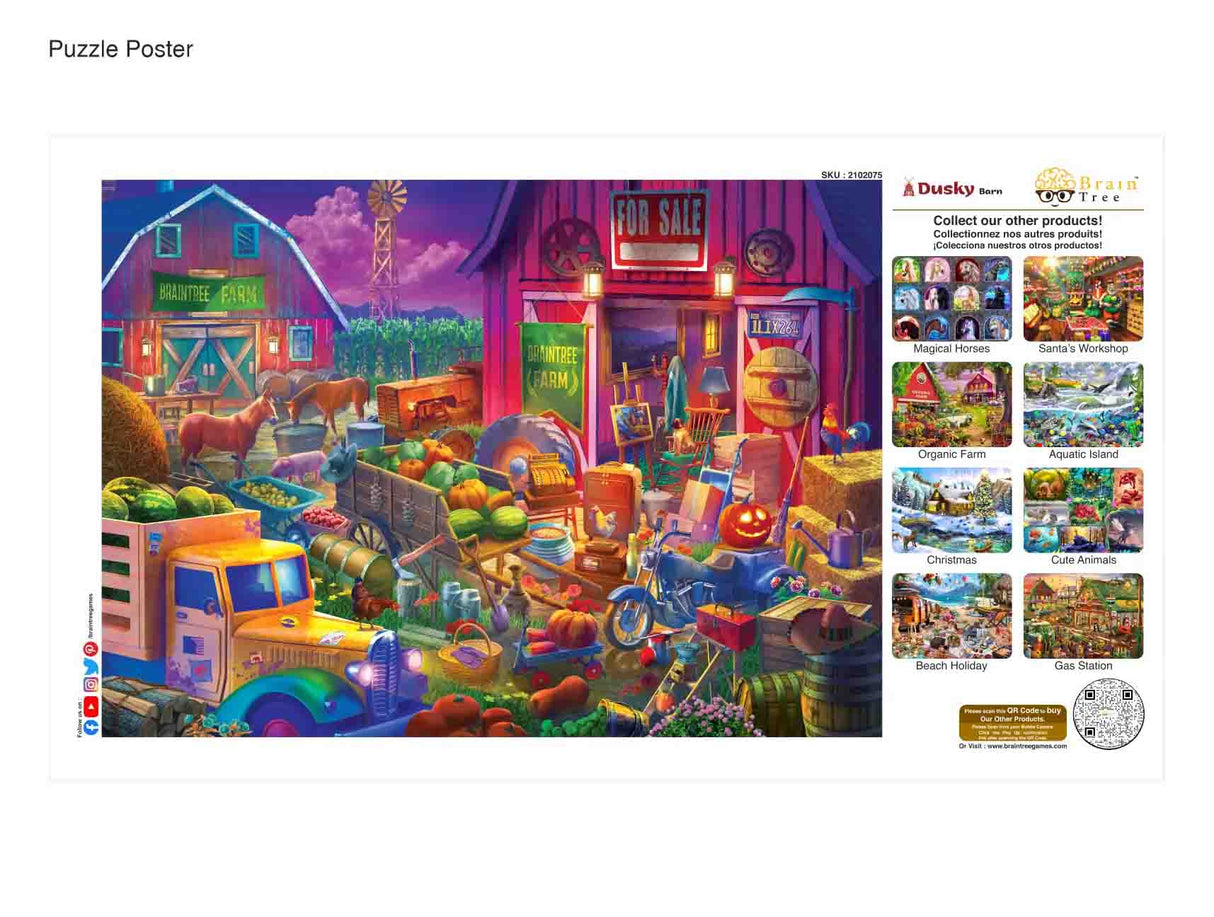 Dusky Barn Quilts 1000 Piece Jigsaw Puzzle by Brain Tree Games - Brain Tree Games LLC - Jigsaw Puzzles - The Puzzle Center -