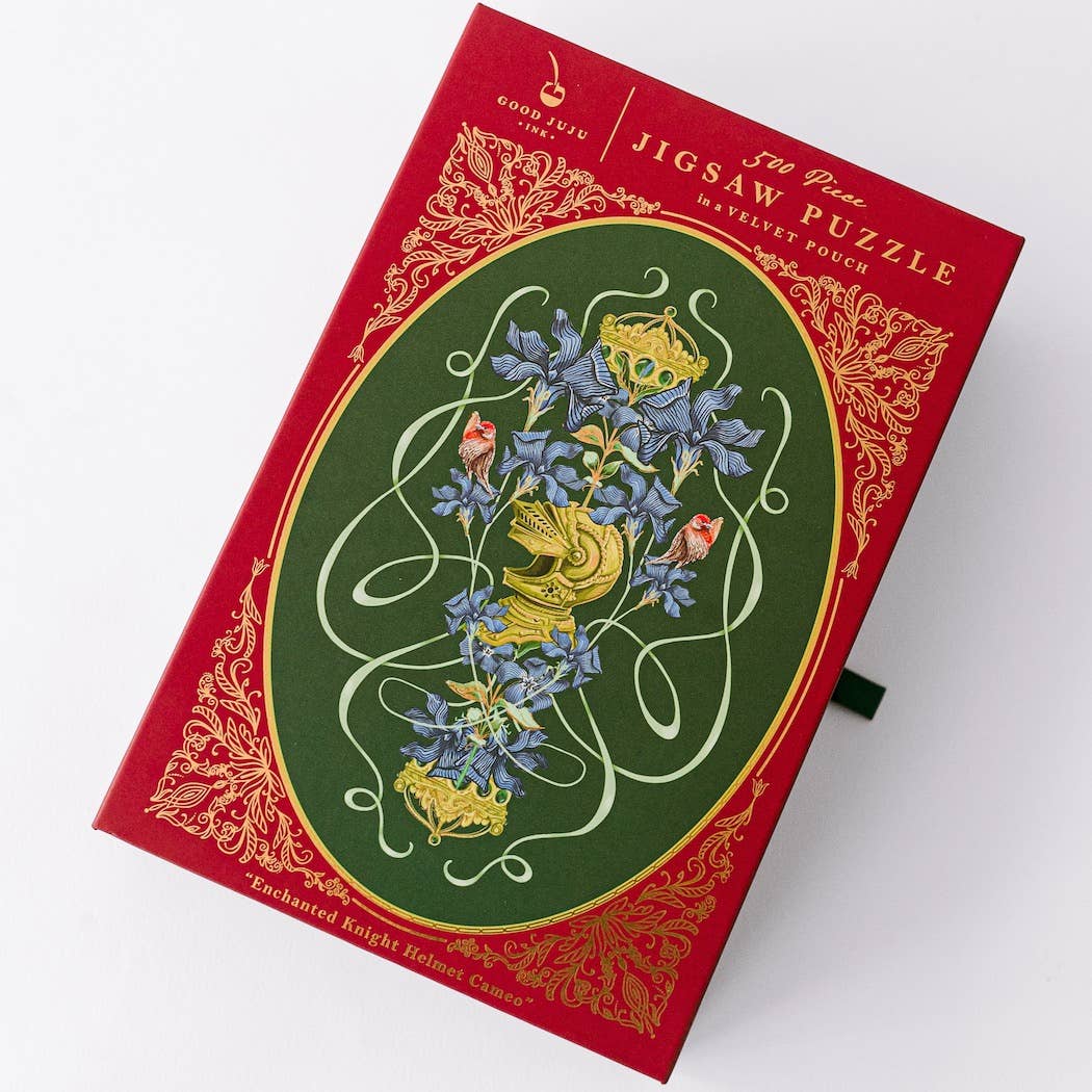 Enchanted Knight Helmet Cameo 500 Piece Jigsaw Puzzle | Good Juju Ink - Jigsaw Puzzles - The Puzzle Center
