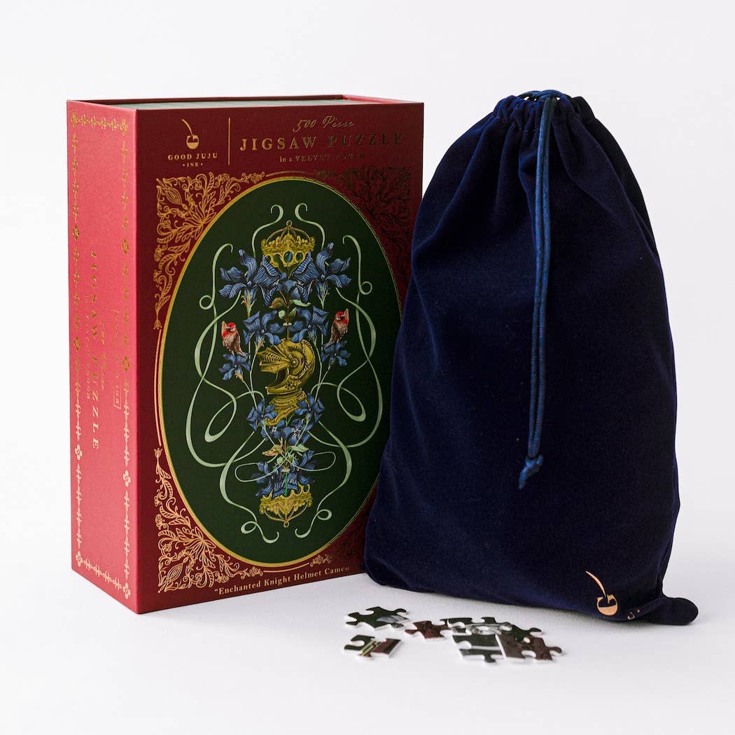 Enchanted Knight Helmet Cameo 500 Piece Jigsaw Puzzle | Good Juju Ink - Jigsaw Puzzles - The Puzzle Center