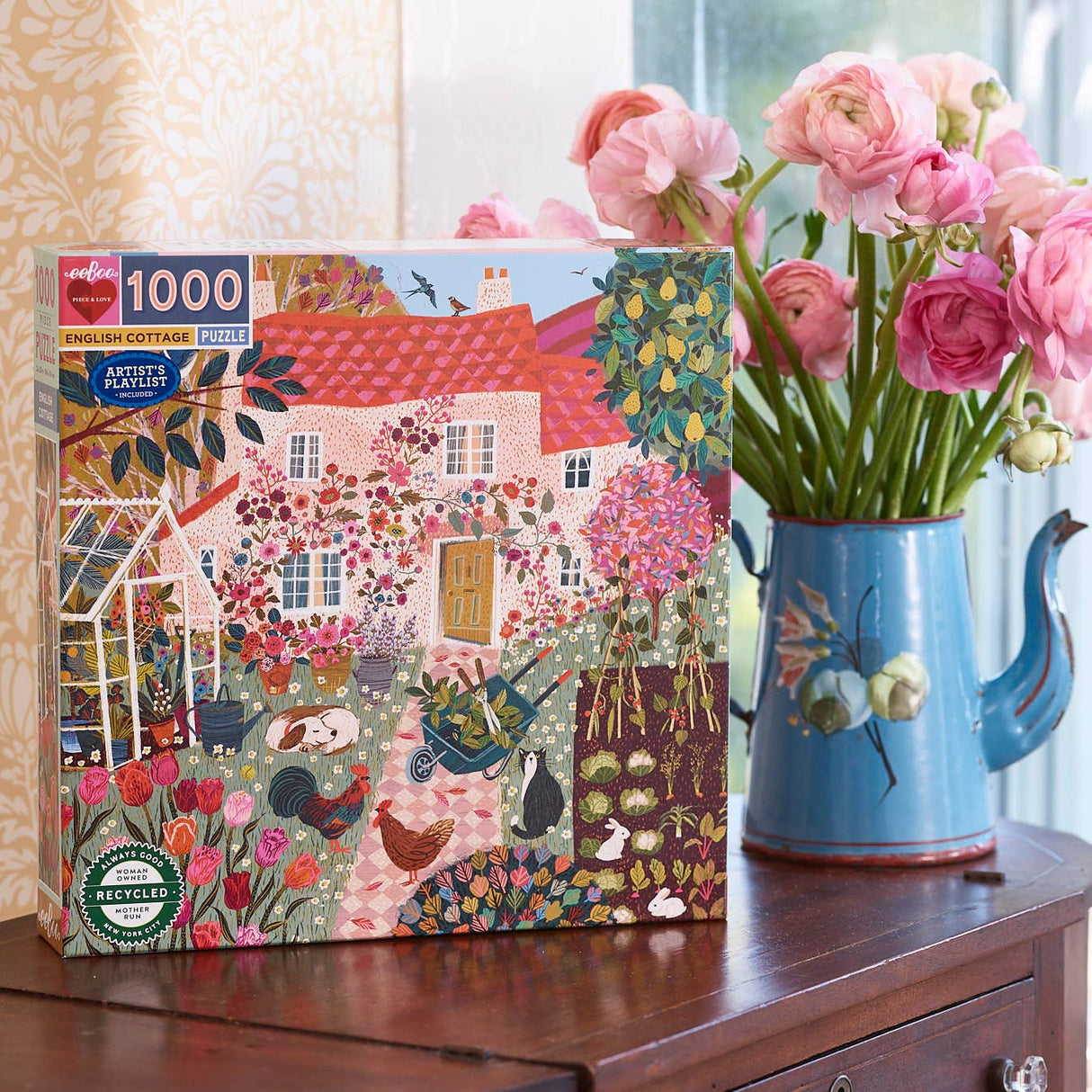 English Cottage 1000 Piece Jigsaw Puzzle | eeBoo - Jigsaw Puzzles - The Puzzle Center
