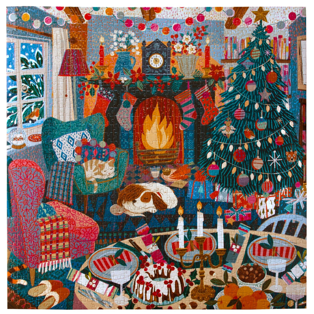 English Cottage Christmas 1000 Piece Jigsaw Puzzle | eeBoo - Jigsaw Puzzles - The Puzzle Center