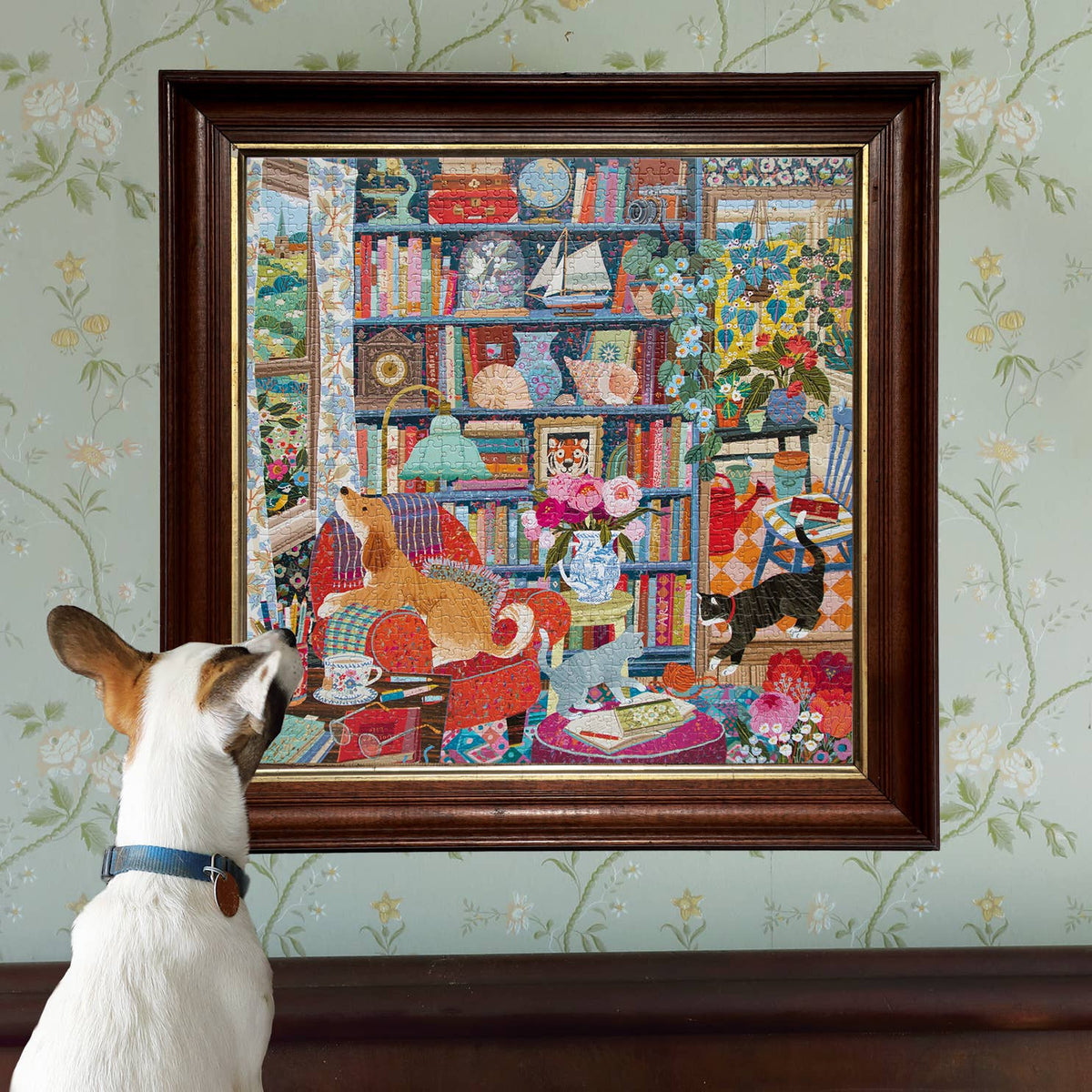English Cottage Library 1000 Piece Jigsaw Puzzle | eeBoo - Jigsaw Puzzles - The Puzzle Center