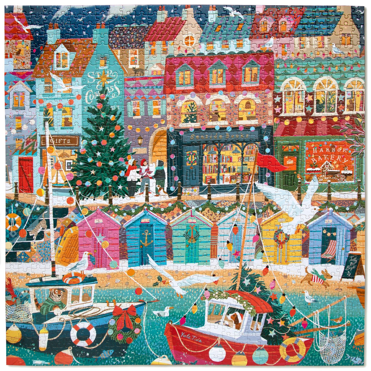 English Seaside Christmas 1000 Piece Jigsaw Puzzle | eeBoo - Jigsaw Puzzles - The Puzzle Center