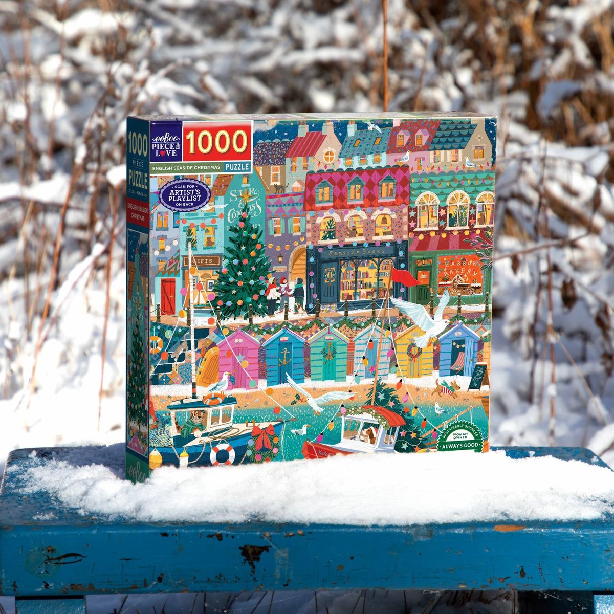 English Seaside Christmas 1000 Piece Jigsaw Puzzle | eeBoo - Jigsaw Puzzles - The Puzzle Center