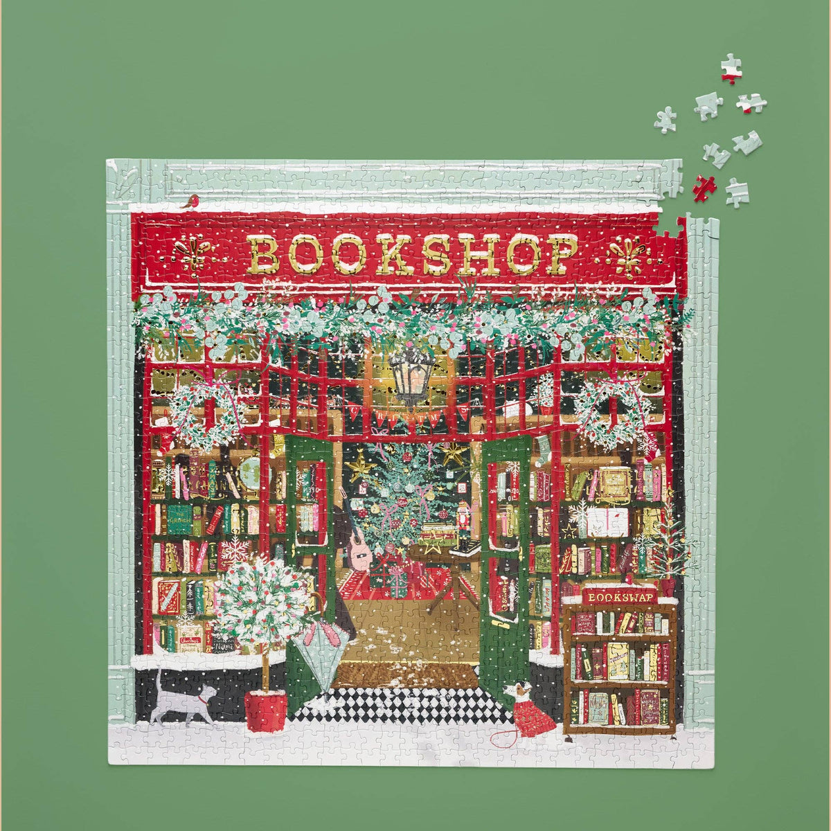 Festive Bookshop 1000 Piece Jigsaw Puzzle | WerkShoppe - Jigsaw Puzzle - The Puzzle Center