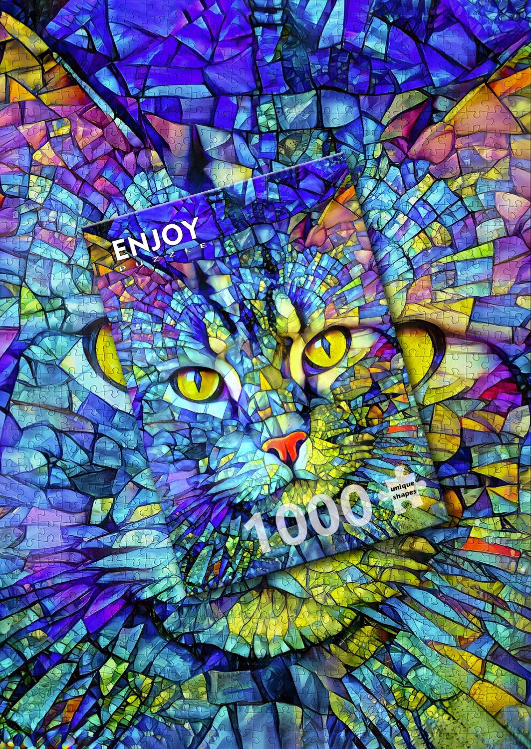 Fiona the Stained Glass Cat 1000 Piece Jigsaw Puzzle | Enjoy Puzzles - Jigsaw Puzzles - The Puzzle Center