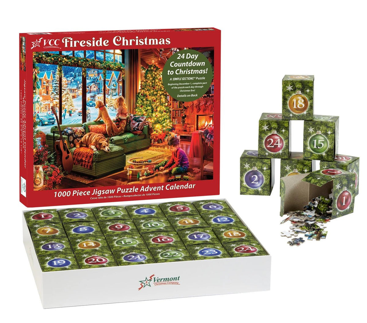 Fireside Christmas Advent Calendar 1000 Pieces | Vermont Christmas Co - Jigsaw Puzzles - The Puzzle Center