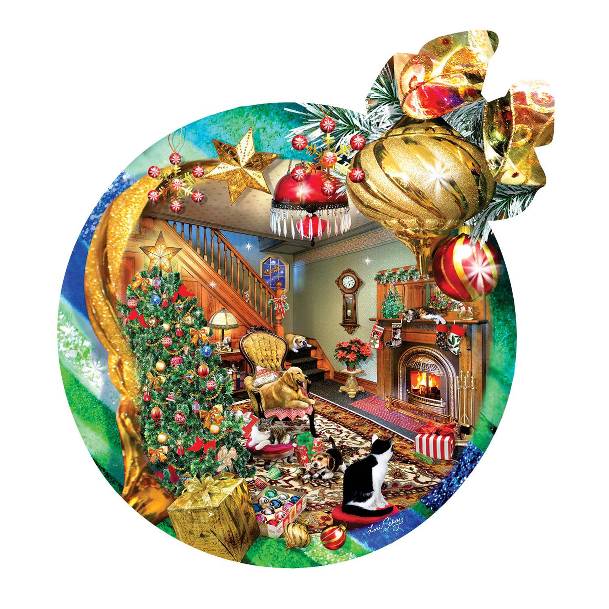 Fireside Ornament 750 Piece Shaped Puzzle by SunsOut Puzzles - SunsOut - Jigsaw Puzzles - The Puzzle Center -