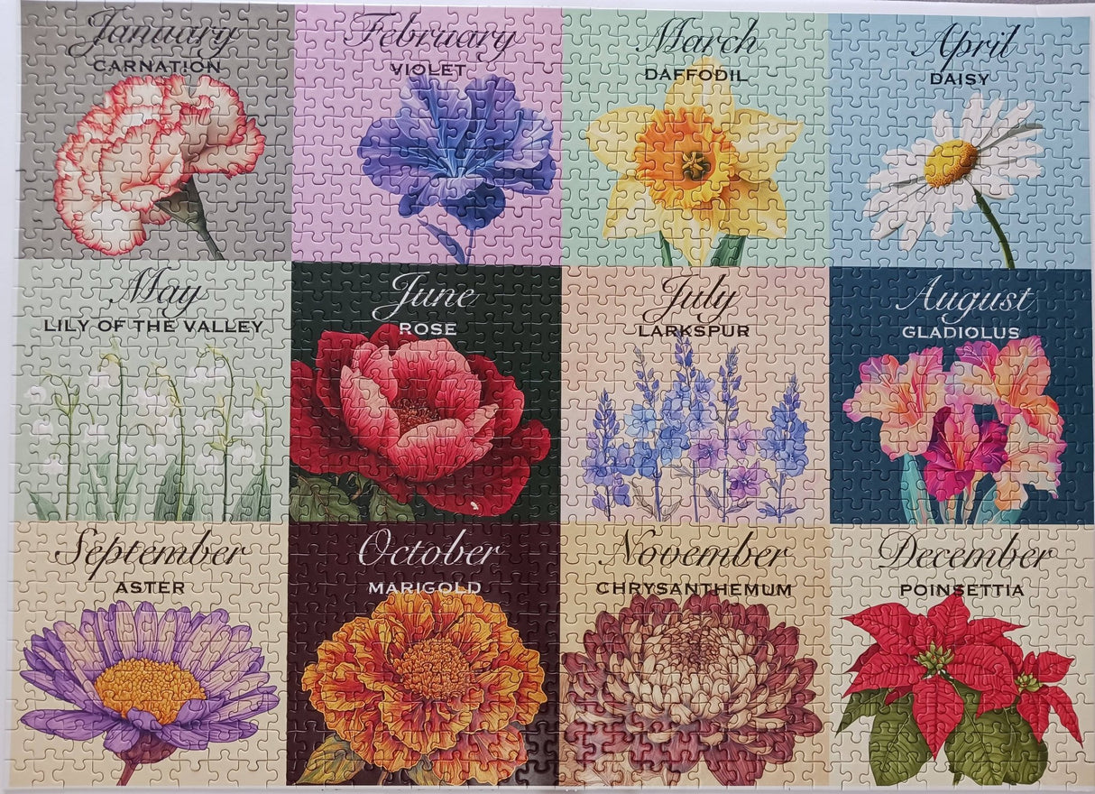 Floral Calendar 1000 Piece Jigsaw Puzzle | Snappy Puzzles - Jigsaw Puzzles - The Puzzle Center