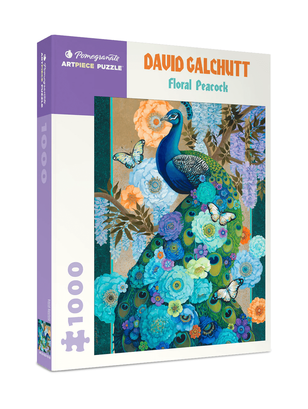 Floral Peacock 1000 - Piece Jigsaw Puzzle by Pomegranate - David Galchutt Art - Pomegranate - Jigsaw Puzzles - The Puzzle Center -