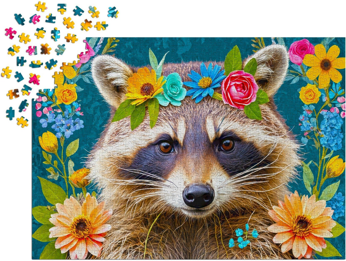 Floral Raccoon 1000 Piece Jigsaw Puzzle | Enjoy Puzzles - Jigsaw Puzzles - The Puzzle Center