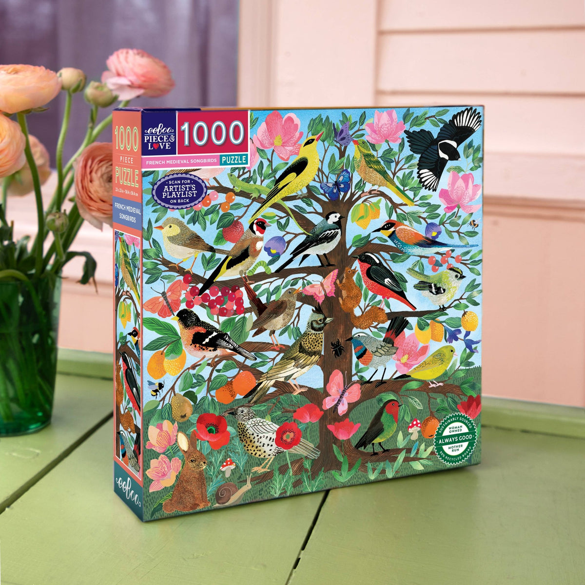 French Medieval Songbirds 1000 Piece Jigsaw Puzzle | eeBoo - Jigsaw Puzzles - The Puzzle Center