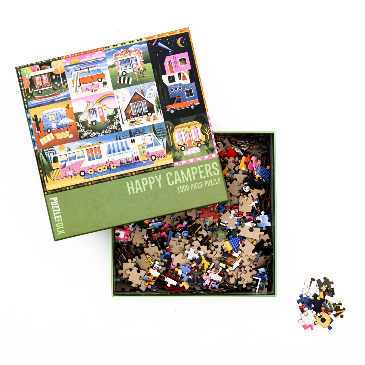 Happy Campers 1000 Piece Puzzle by Puzzlefolk | Dreamy Camping & Glamping Fun - Puzzlefolk - Jigsaw Puzzles - The Puzzle Center -