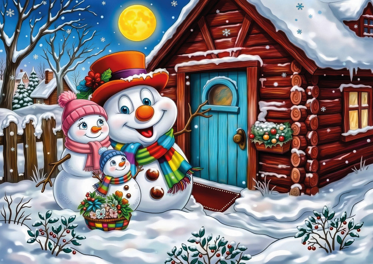 Happy Snowman Family 1000 Piece Jigsaw Puzzle | JaCaRou - Jigsaw Puzzles - The Puzzle Center