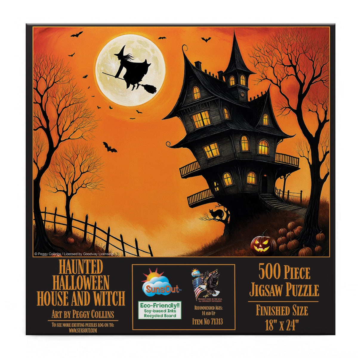 Haunted Halloween House And Witch 500 Piece Jigsaw Puzzle | SunsOut - Jigsaw Puzzles - The Puzzle Center