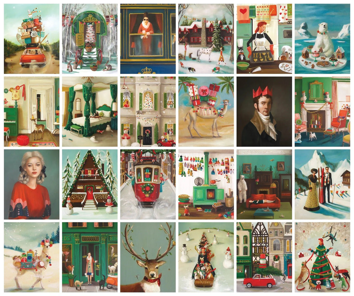 Janet Hill Advent Calendar Set 24 x 100 Piece Mini Jigsaw Puzzles | New York Puzzle Company - Mini Jigsaw Puzzles - The Puzzle Center
